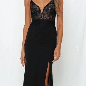 Hello Molly Black Lace Evening Gown